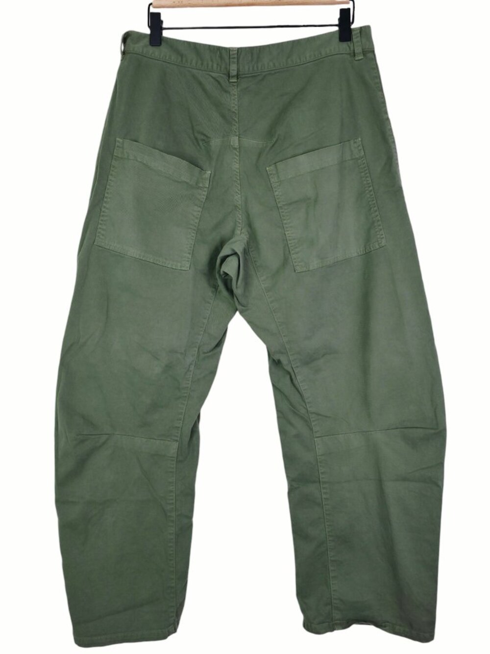 Nili Lotan Shon Pant Camo Green Twill Cotton Barrel Leg Cropped Size 8 - Picture 7 of 10